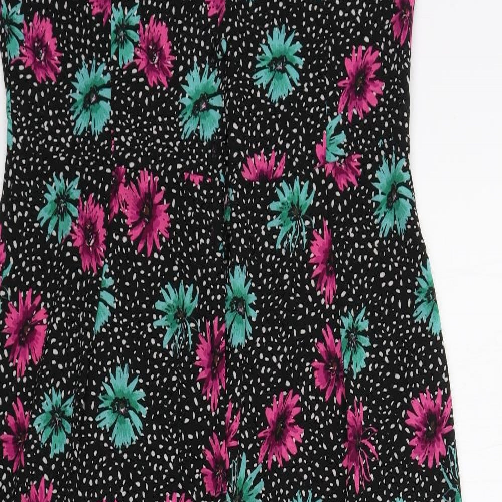 ASOS Womens Black Floral Satin Jumpsuit One-Piece Size 10 L26 in