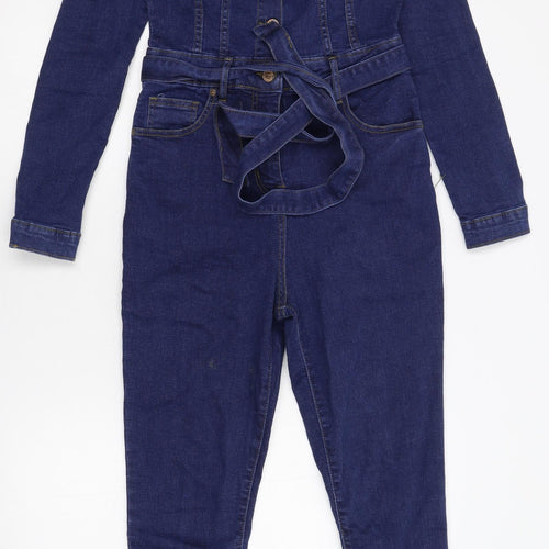 PARISIAN SIGNATURE Womens Blue  Denim Jumpsuit One-Piece Size 8 L28 in