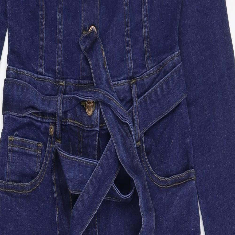 PARISIAN SIGNATURE Womens Blue  Denim Jumpsuit One-Piece Size 8 L28 in