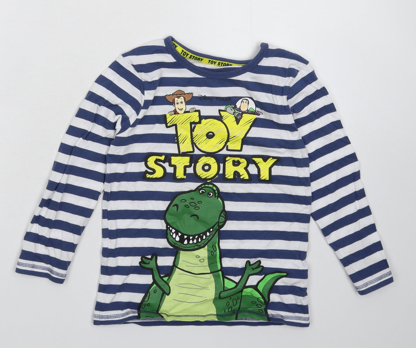 TU Boys Blue Striped  Basic T-Shirt Size 5-6 Years  - Toy Story