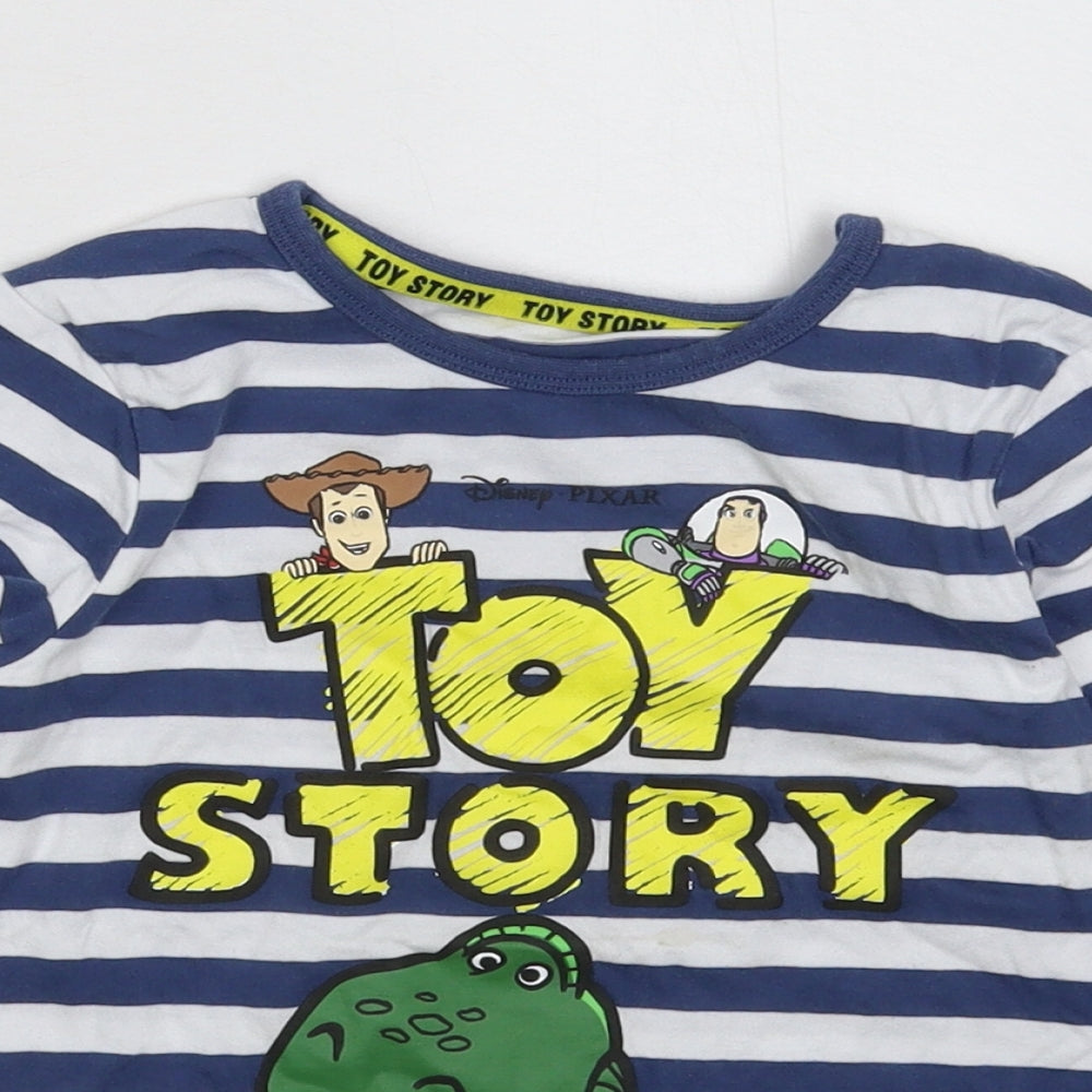 TU Boys Blue Striped  Basic T-Shirt Size 5-6 Years  - Toy Story