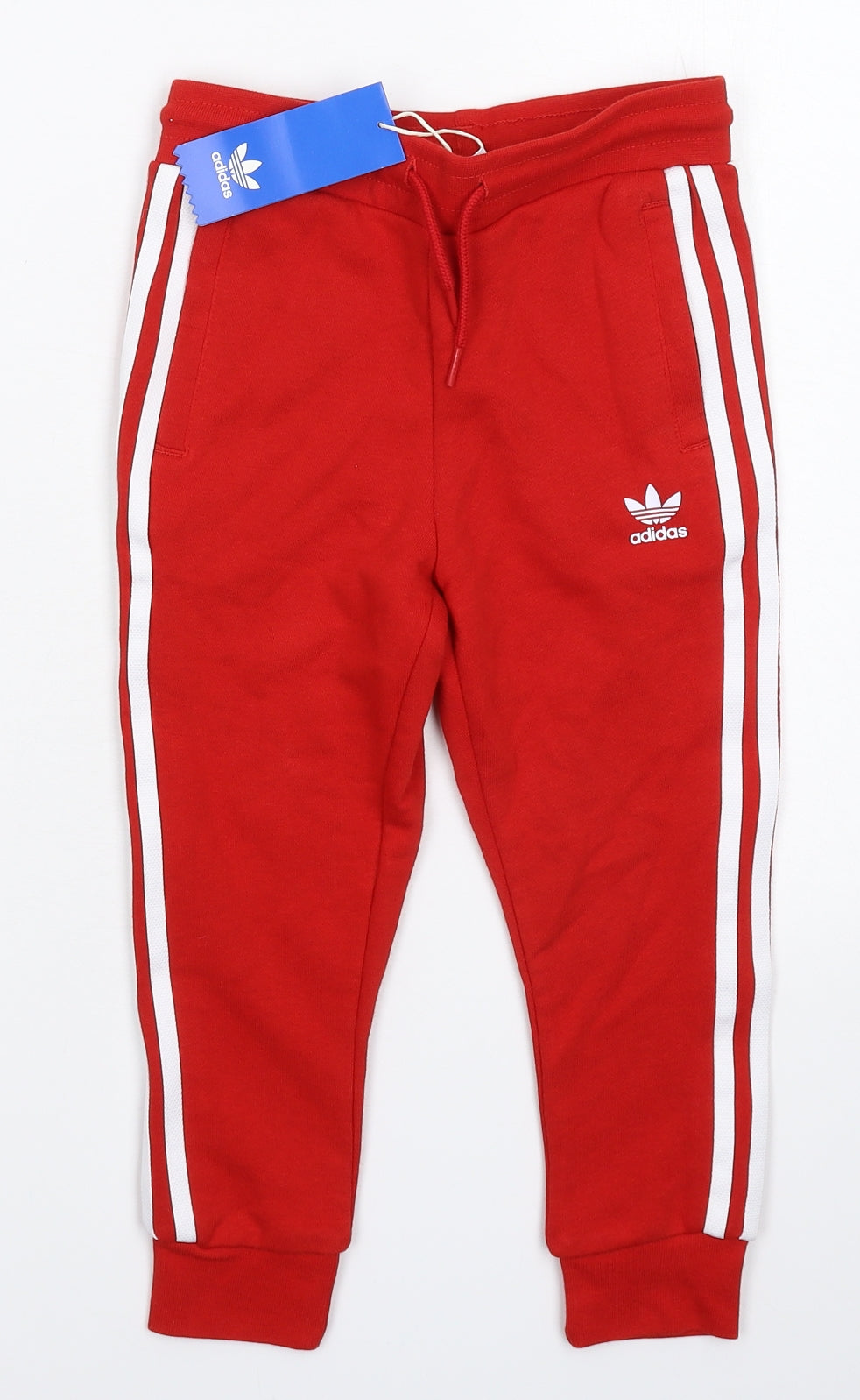 adidas Boys Red Striped  Jogger Trousers Size 4-5 Years