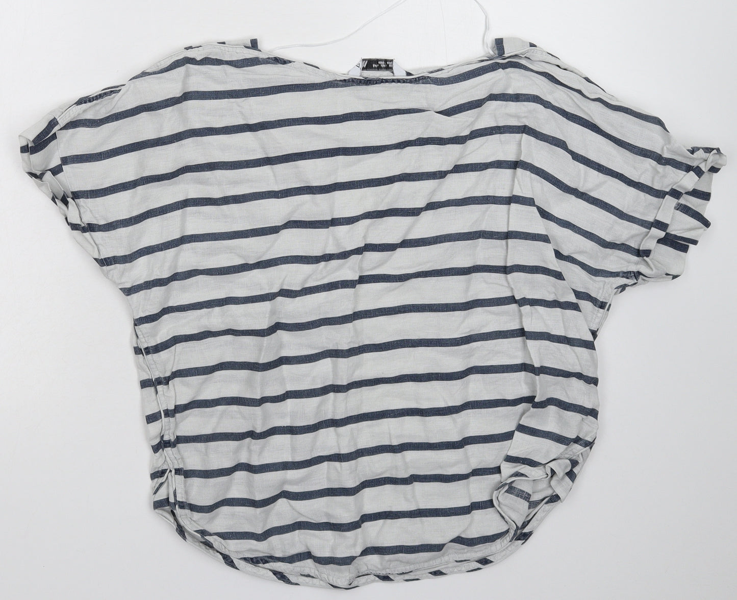Zara Womens White Striped  Basic T-Shirt Size L