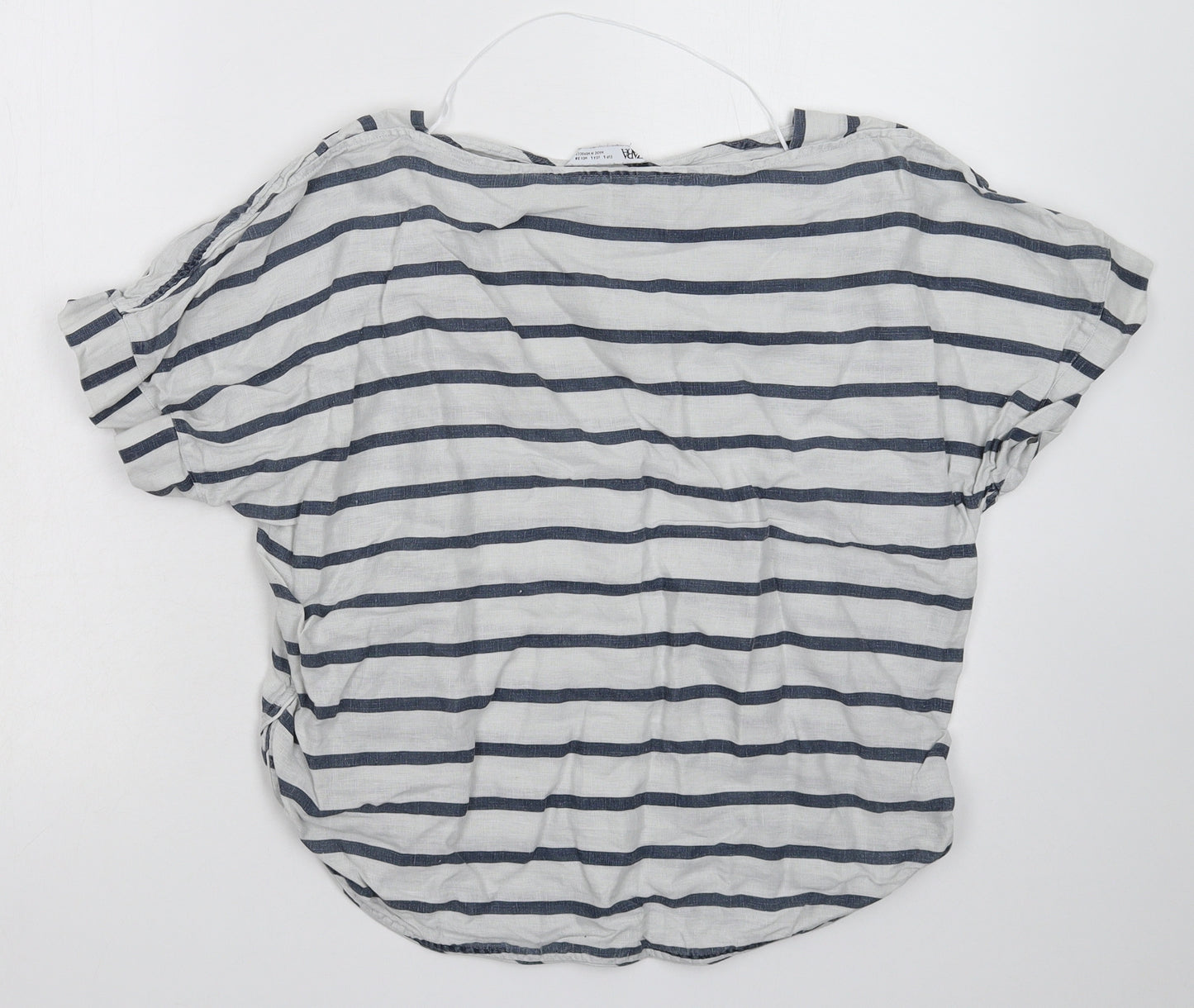 Zara Womens White Striped  Basic T-Shirt Size L