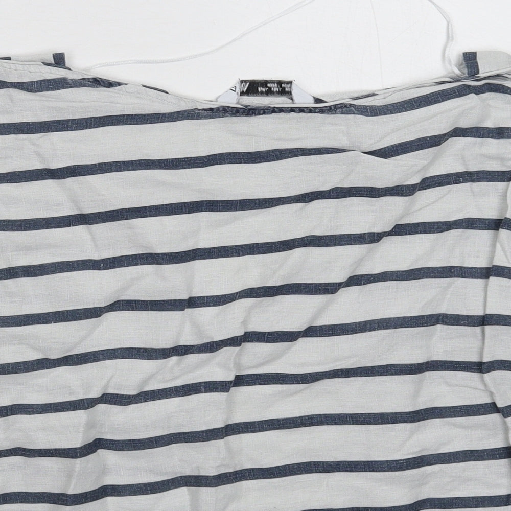 Zara Womens White Striped  Basic T-Shirt Size L