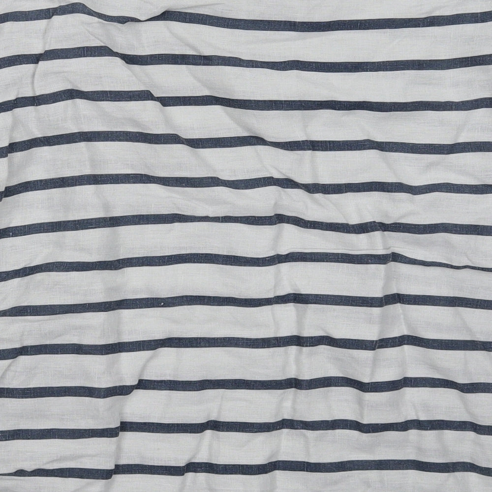 Zara Womens White Striped  Basic T-Shirt Size L
