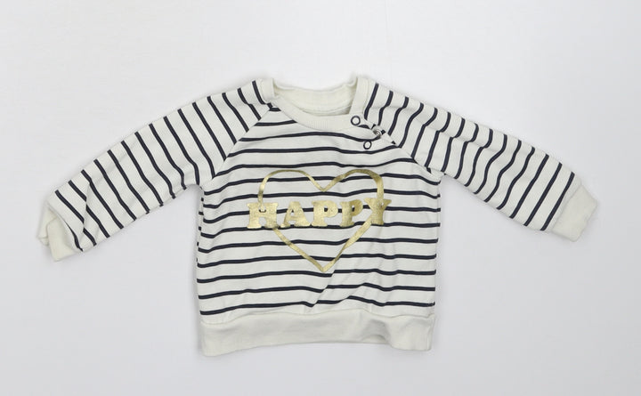 Primark Baby White Striped  Pullover Jumper Size 3-6 Months