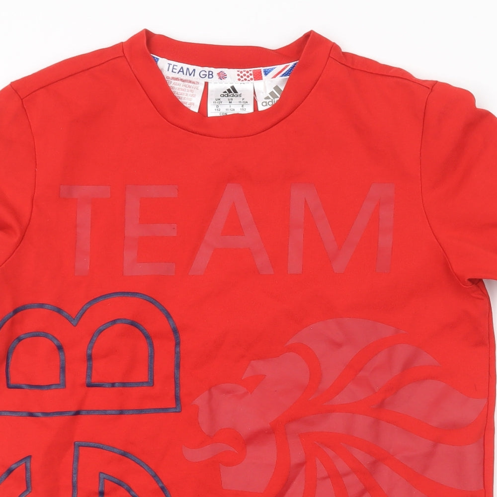 adidas Boys Red   Basic T-Shirt Size 11-12 Years