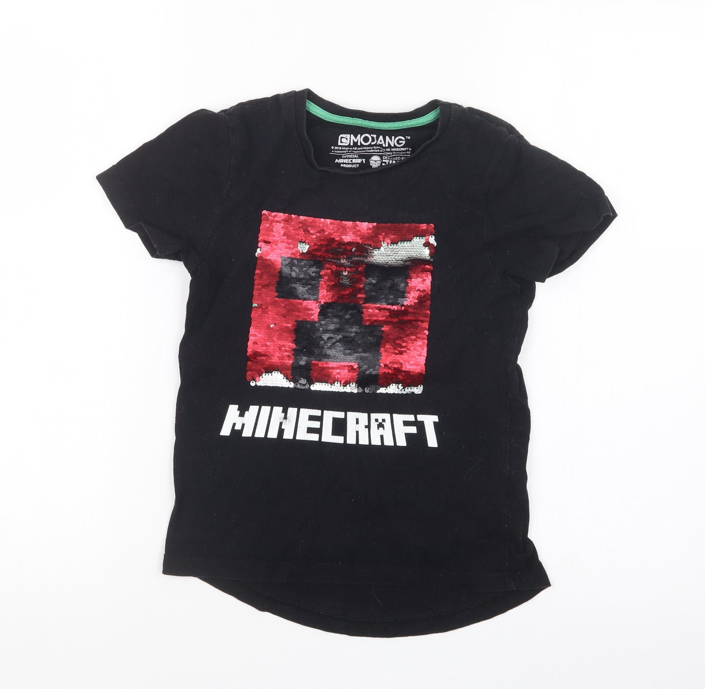Primark Boys Black   Basic T-Shirt Size 8-9 Years  - Minecraft
