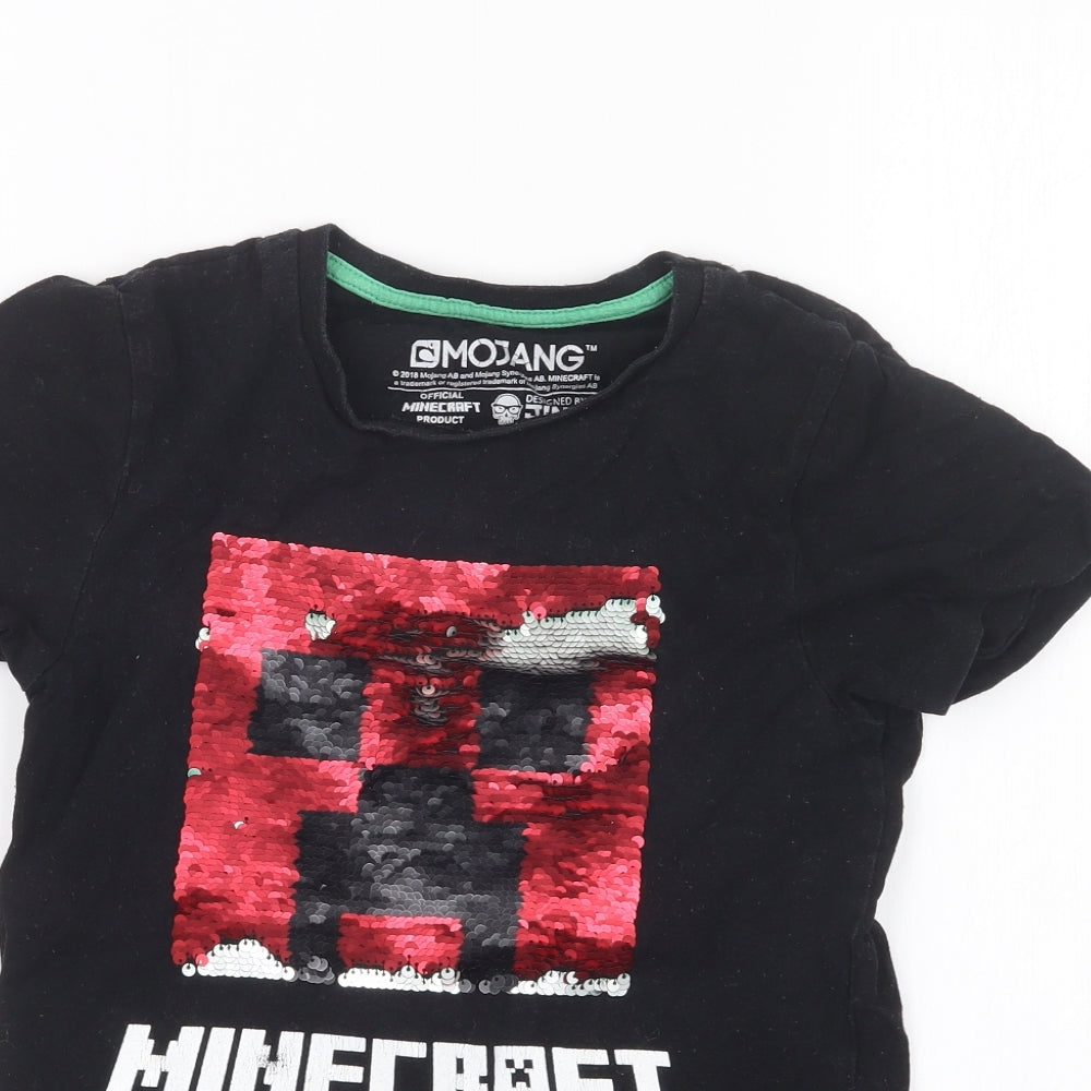 Primark Boys Black   Basic T-Shirt Size 8-9 Years  - Minecraft