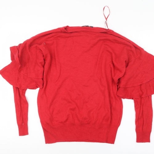 F&F Womens Red  Knit Pullover Jumper Size 10