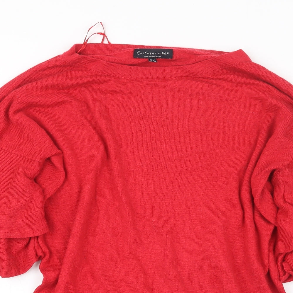 F&F Womens Red  Knit Pullover Jumper Size 10