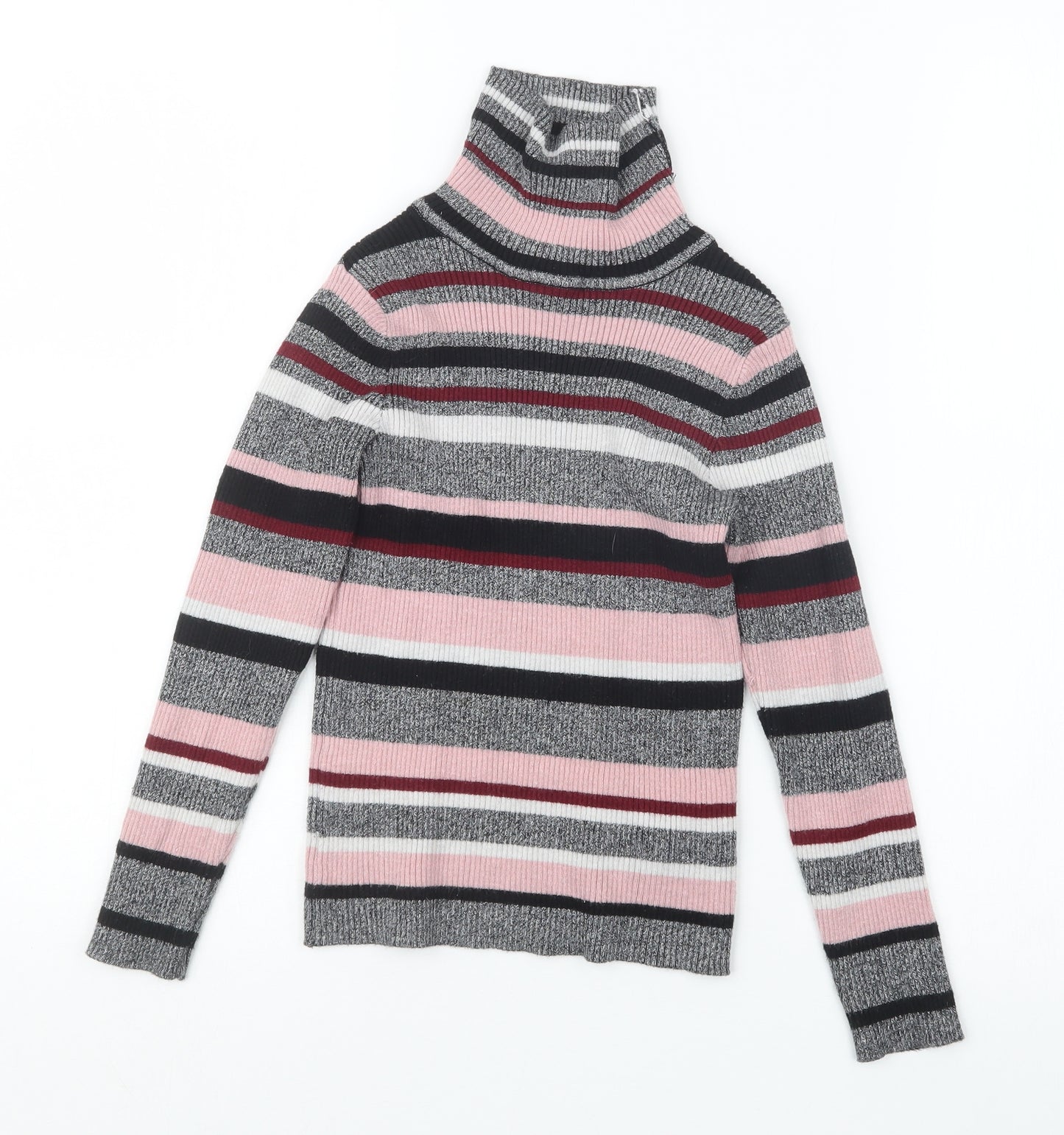 Primark Girls Grey Striped  Pullover Jumper Size 10-11 Years