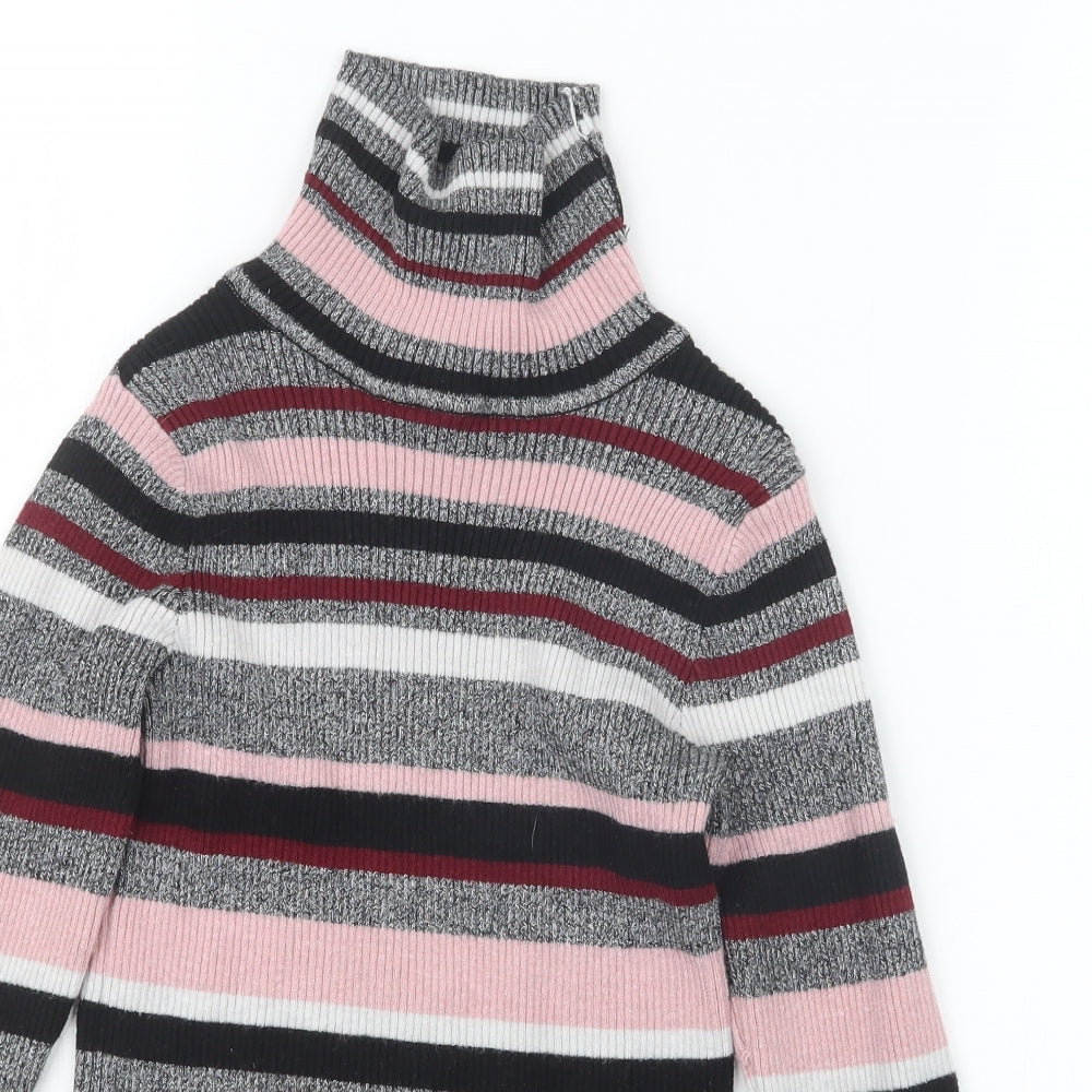 Primark Girls Grey Striped  Pullover Jumper Size 10-11 Years