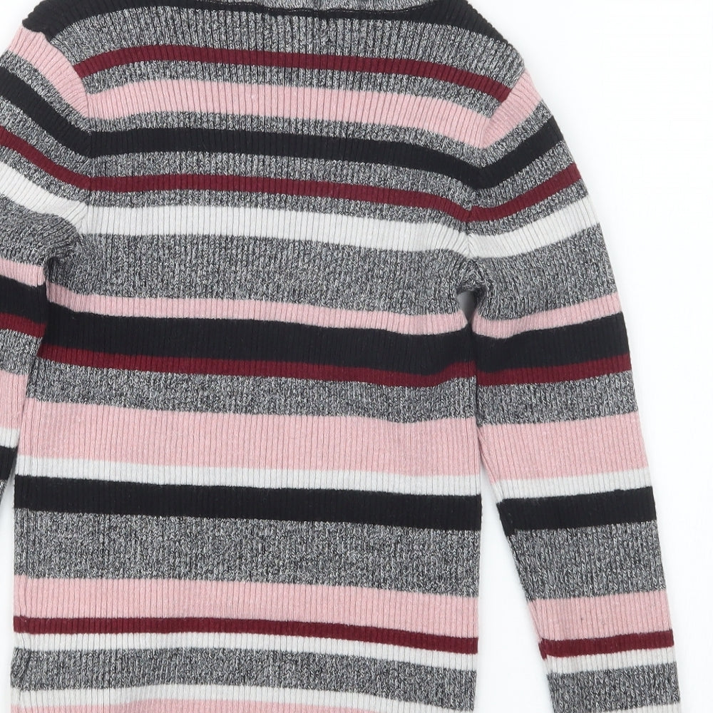 Primark Girls Grey Striped  Pullover Jumper Size 10-11 Years