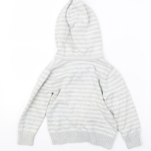 H&M Boys Grey Striped Knit Pullover Hoodie Size 2 Years