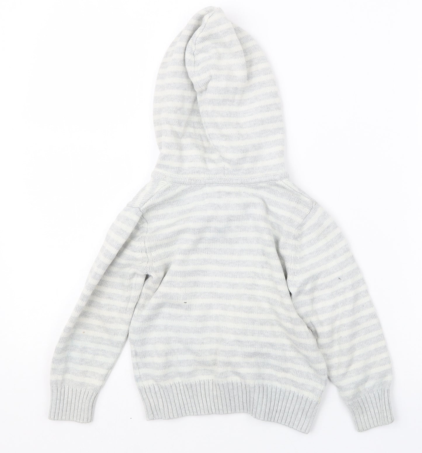 H&M Boys Grey Striped Knit Pullover Hoodie Size 2 Years