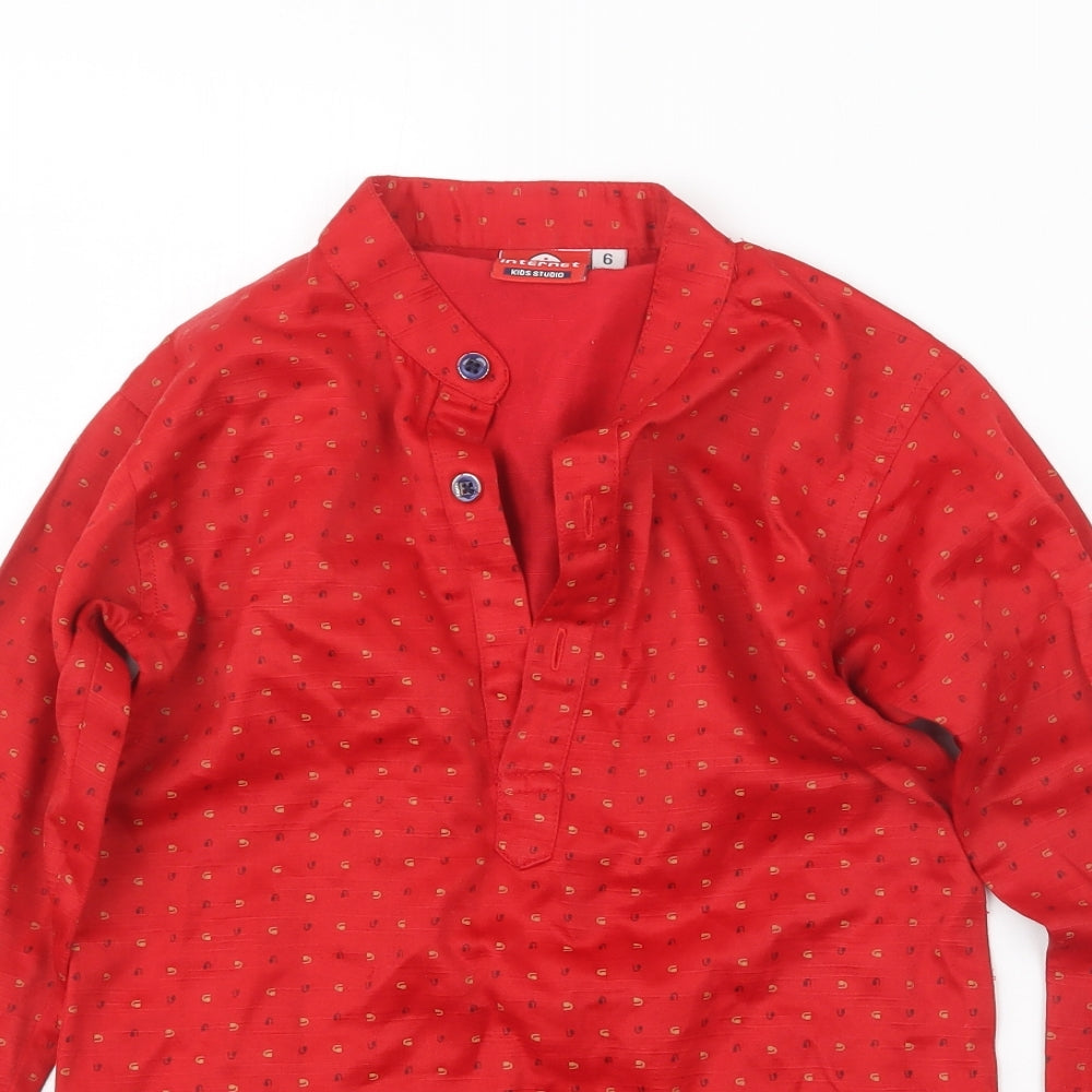 Internet Boys Red Geometric  Basic T-Shirt Size 6 Years