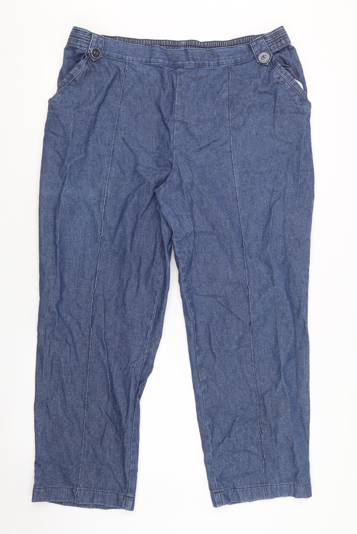 Marks and Spencer Womens Blue  Denim Trousers  Size 18 L26 in