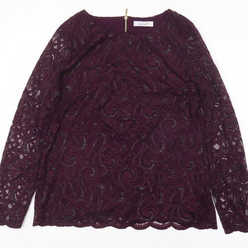 Per Una Womens Purple  Lace Basic Blouse Size 14