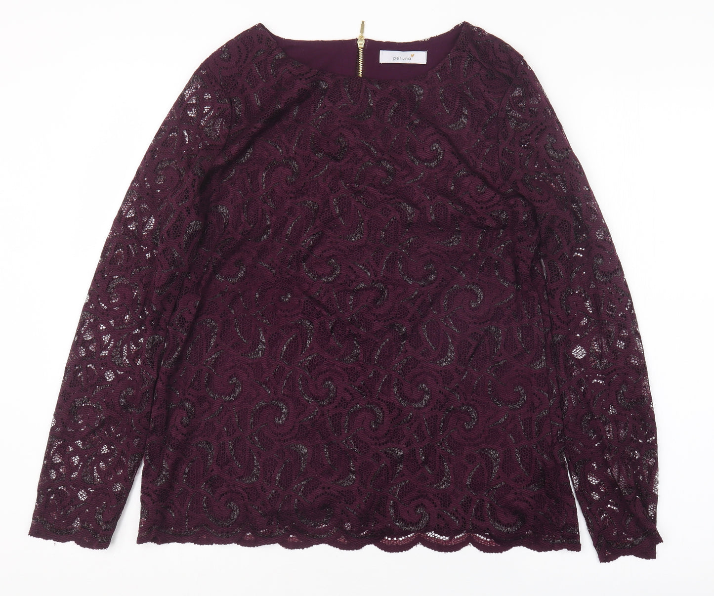 Per Una Womens Purple  Lace Basic Blouse Size 14