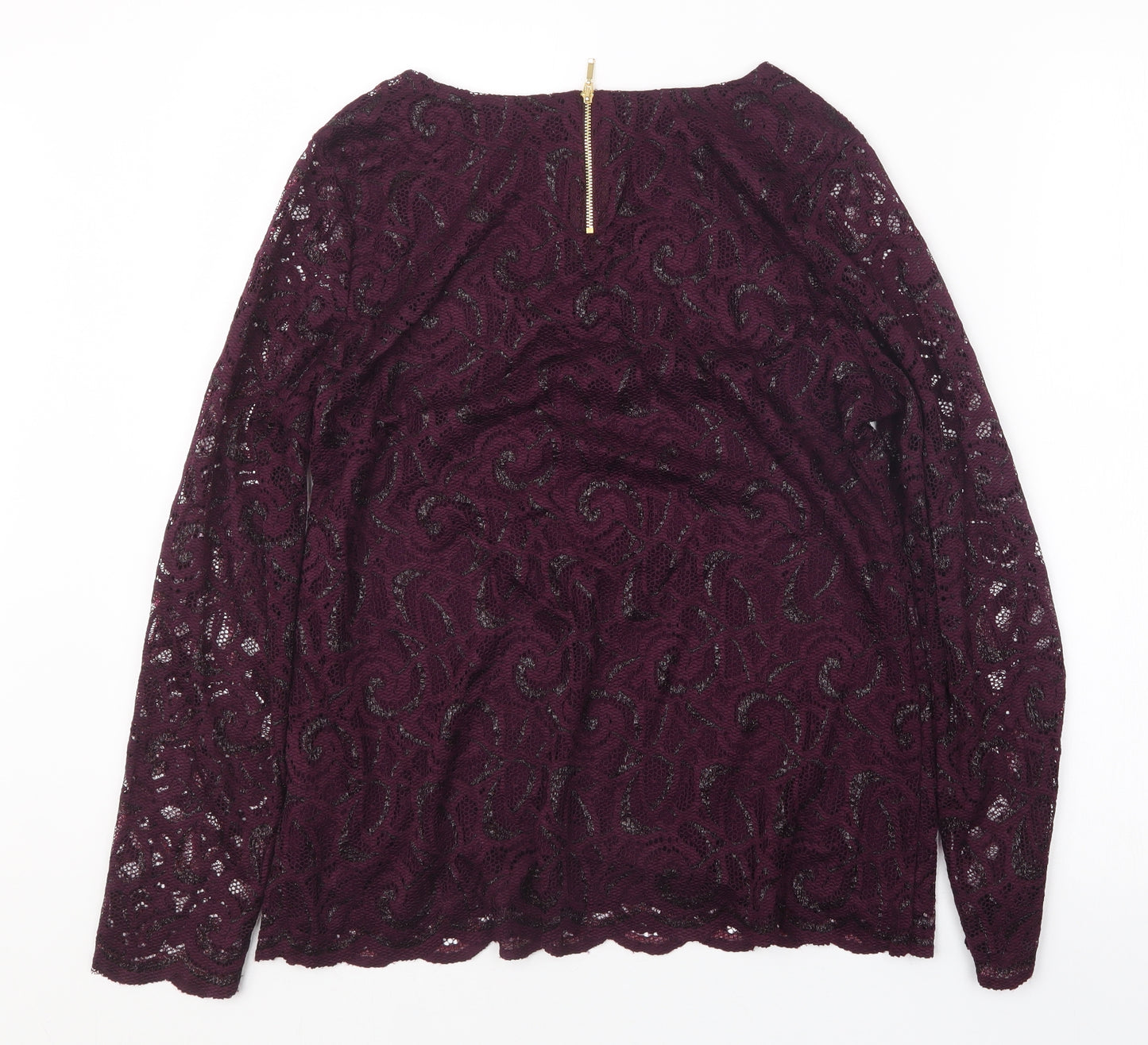 Per Una Womens Purple  Lace Basic Blouse Size 14