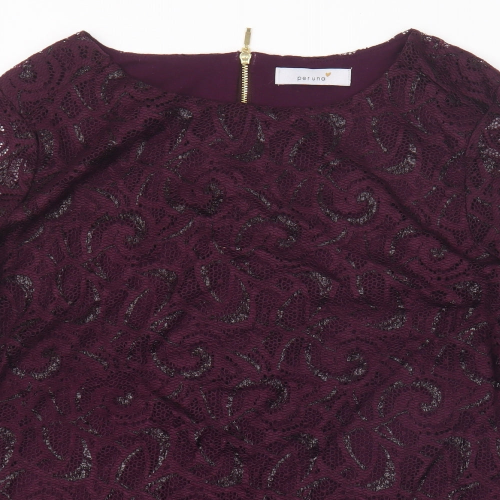 Per Una Womens Purple  Lace Basic Blouse Size 14