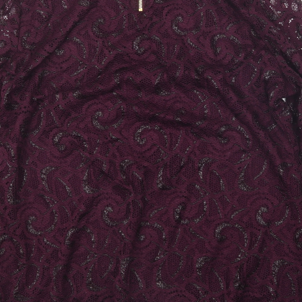 Per Una Womens Purple  Lace Basic Blouse Size 14