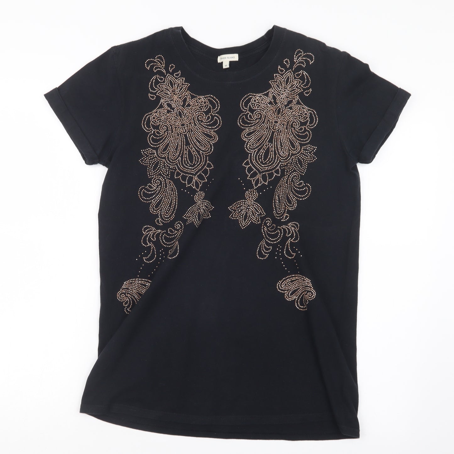 River Island Womens Black   Basic T-Shirt Size 10