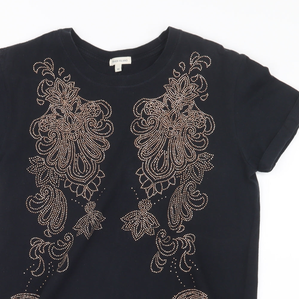 River Island Womens Black   Basic T-Shirt Size 10
