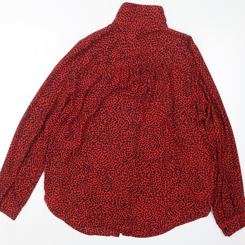 H&M Womens Red Geometric  Basic Button-Up Size M