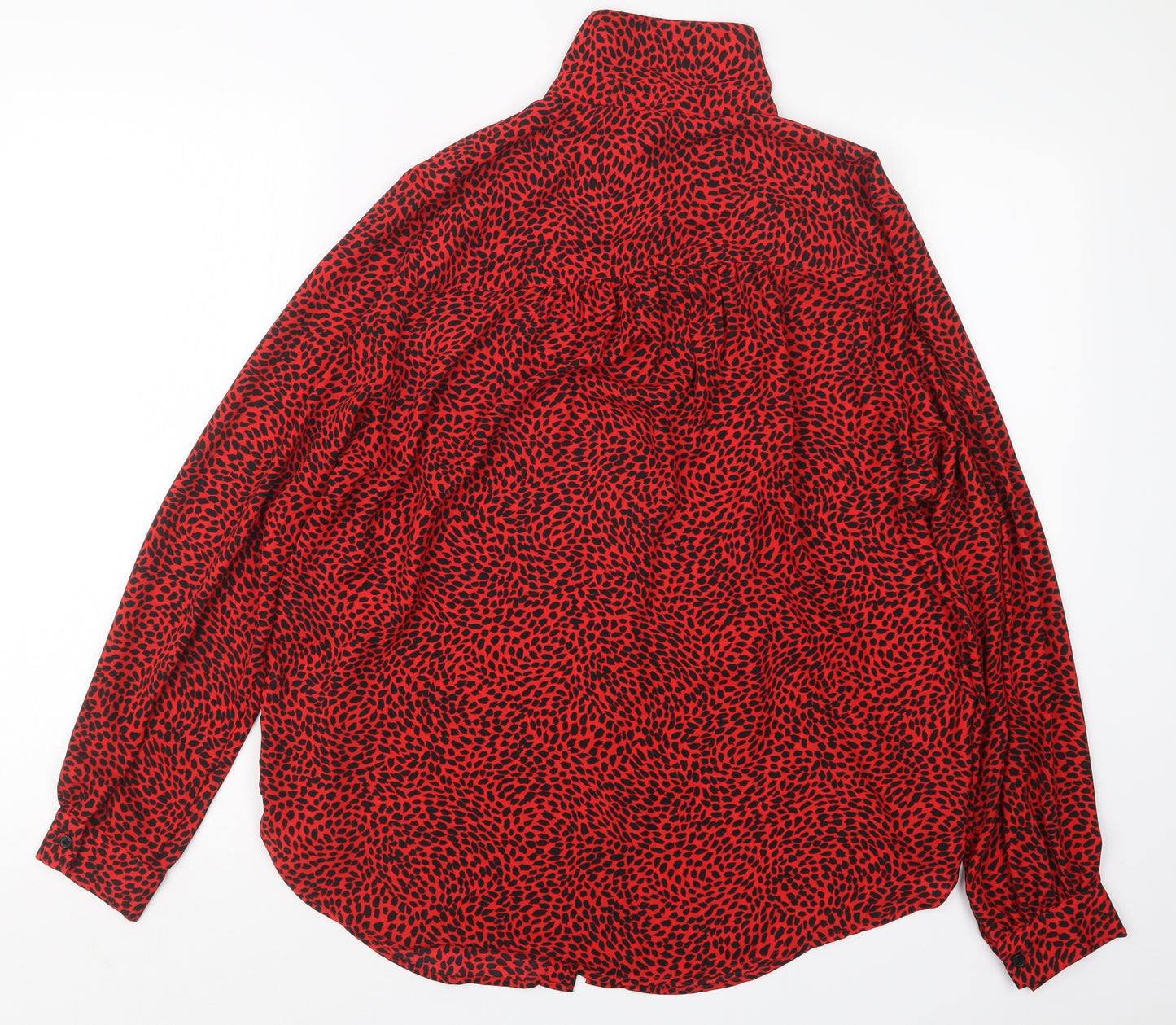 H&M Womens Red Geometric  Basic Button-Up Size M