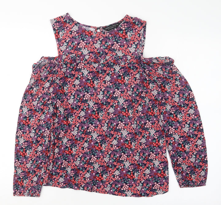 Dorothy Perkins Womens Purple Floral Basic Blouse Size 8