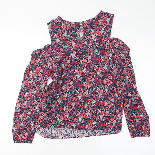 Dorothy Perkins Womens Purple Floral  Basic Blouse Size 8