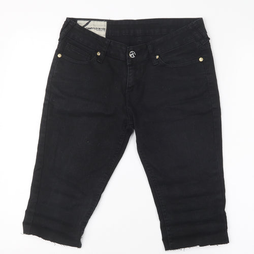 Criminal Damage Mens Black  Denim Cargo Shorts Size 29 in