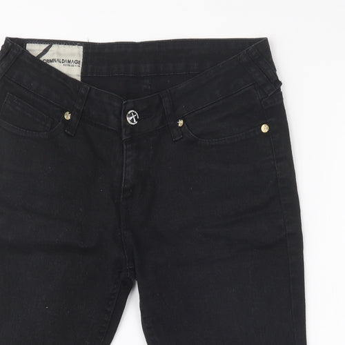 Criminal Damage Mens Black  Denim Cargo Shorts Size 29 in