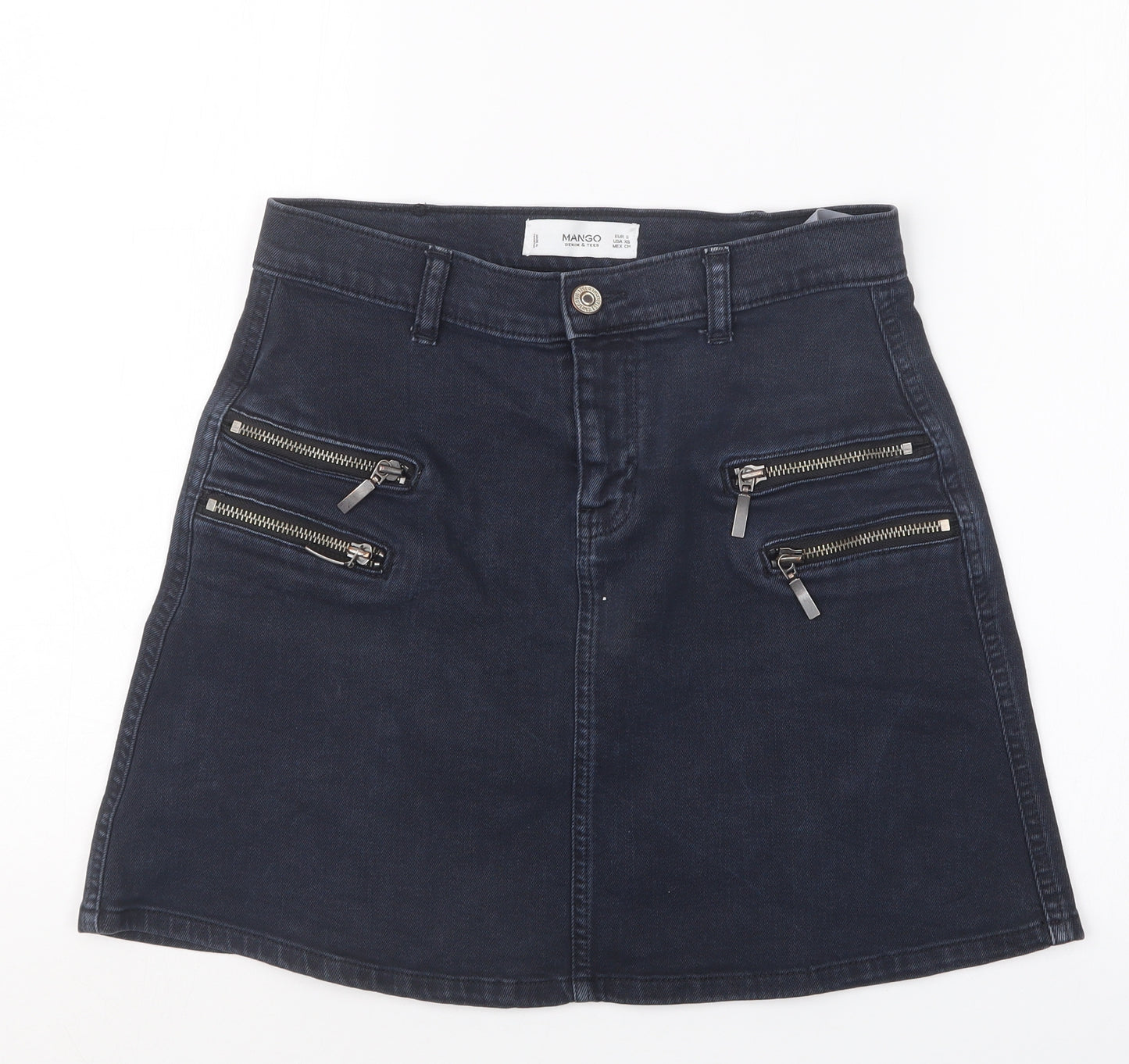 Mango Womens Blue  Denim Straight & Pencil Skirt Size S