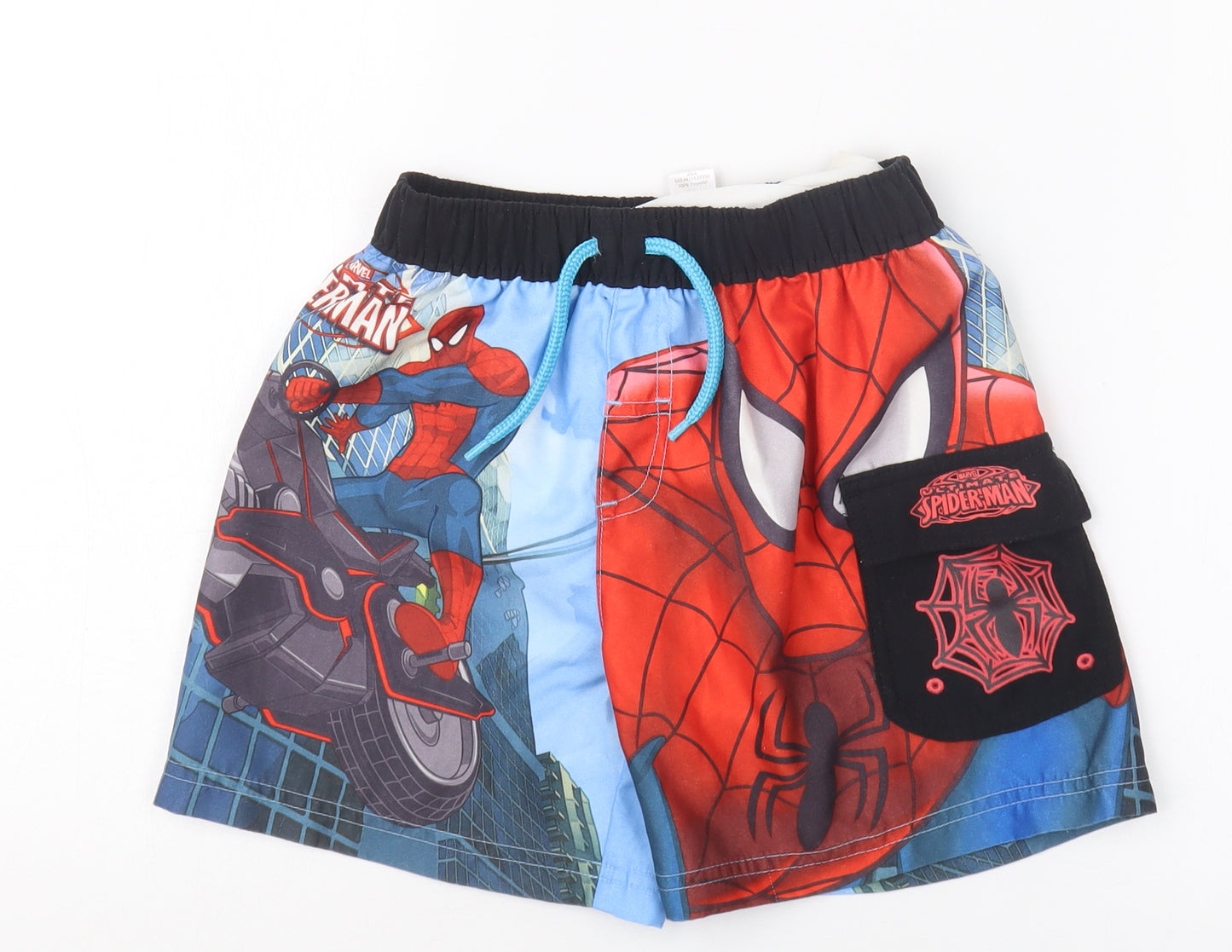 George Boys Blue Geometric  Cargo Shorts Size 3-4 Years - Spider-Man