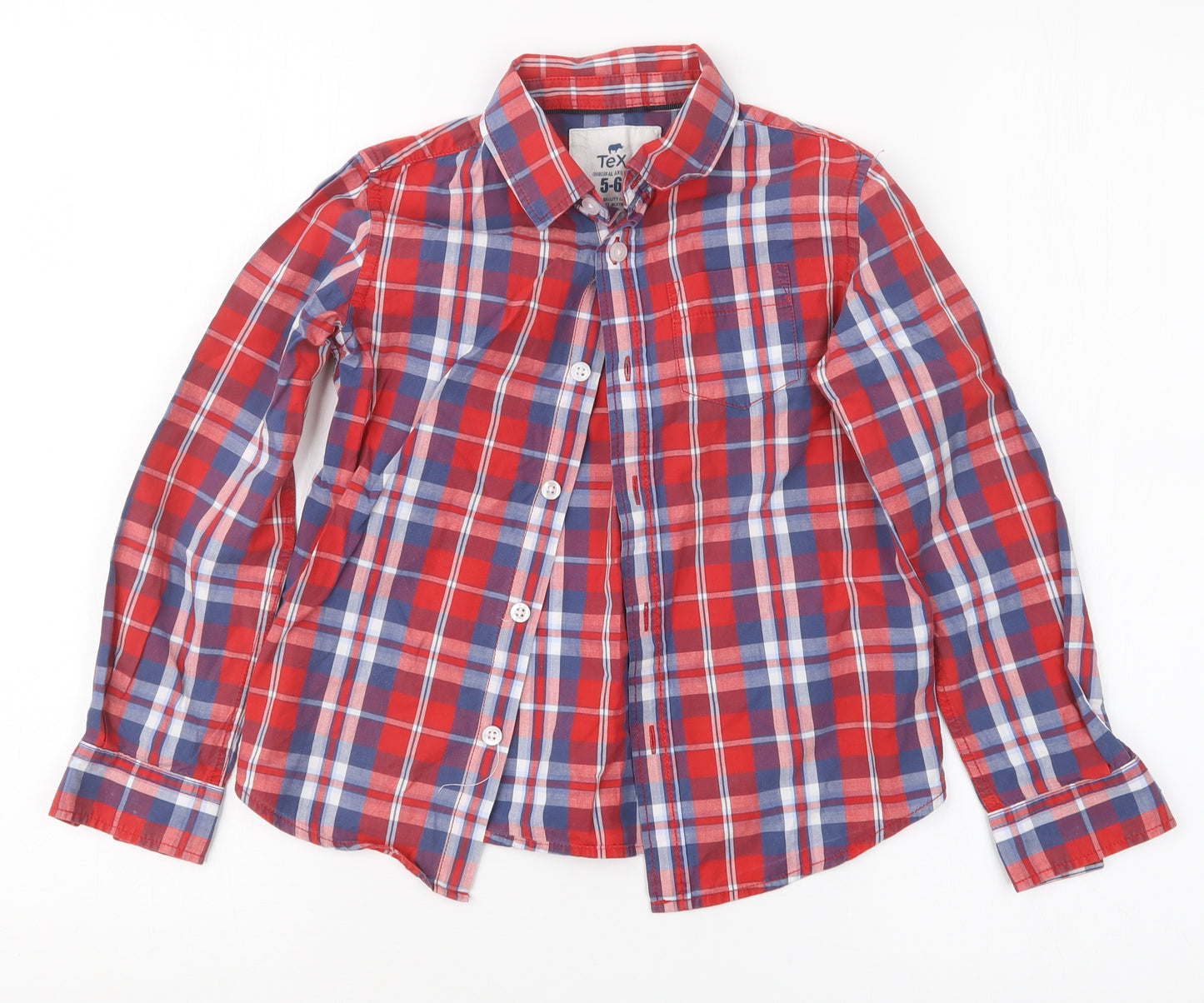 TEX Boys Blue Check  Basic Button-Up Size 5-6 Years