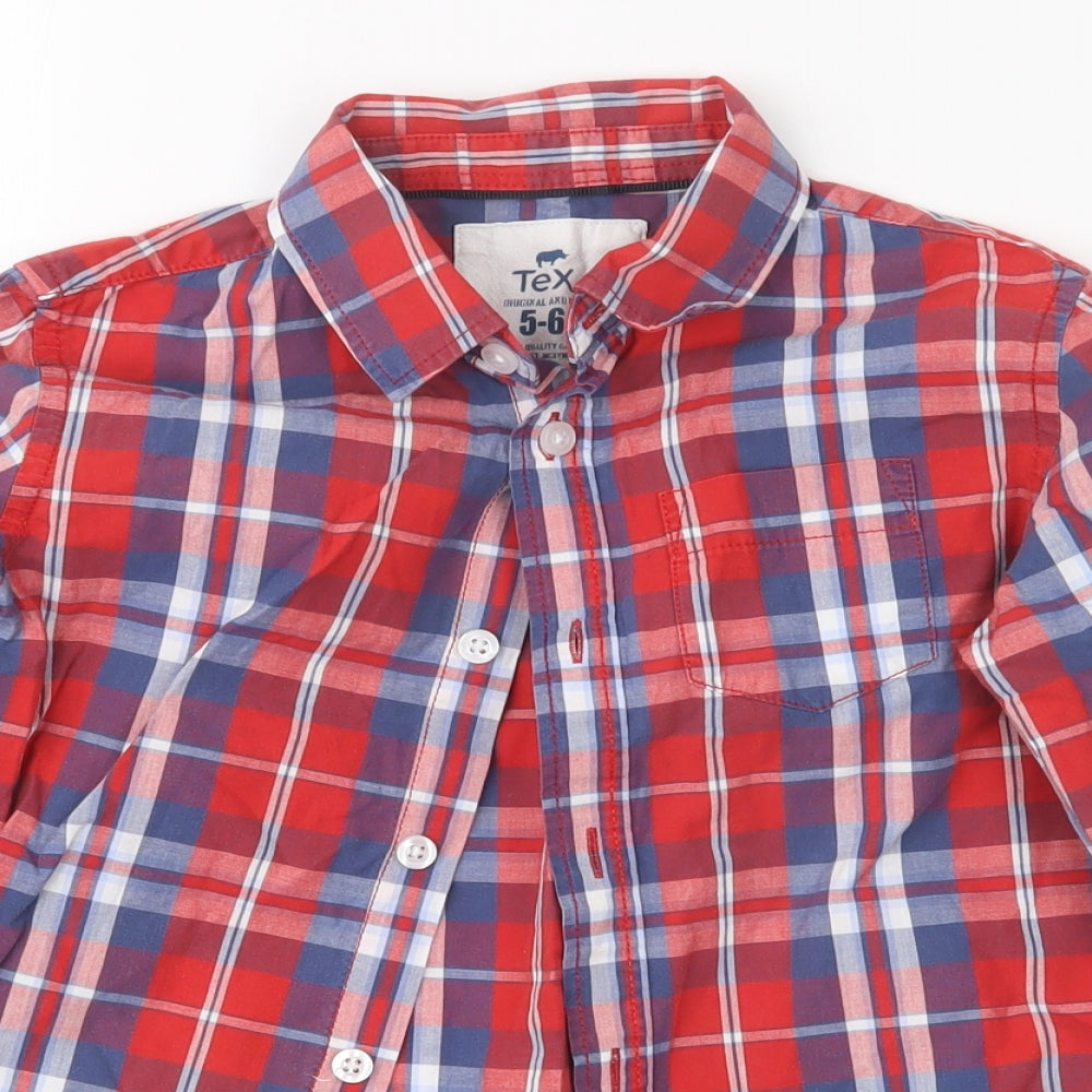 TEX Boys Blue Check  Basic Button-Up Size 5-6 Years