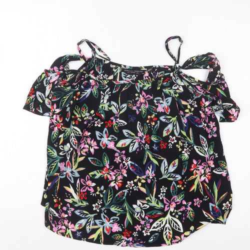 Dorothy Perkins Womens Black Floral  Basic Blouse Size 8