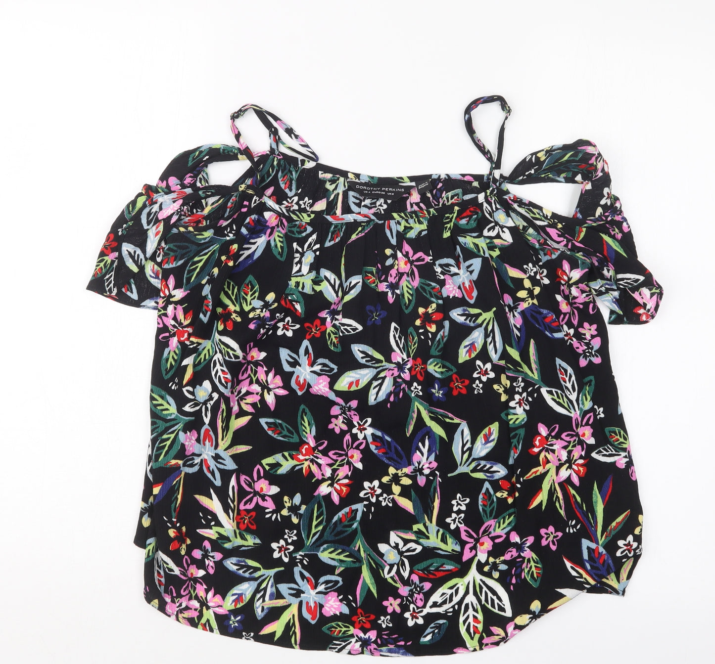 Dorothy Perkins Womens Black Floral  Basic Blouse Size 8
