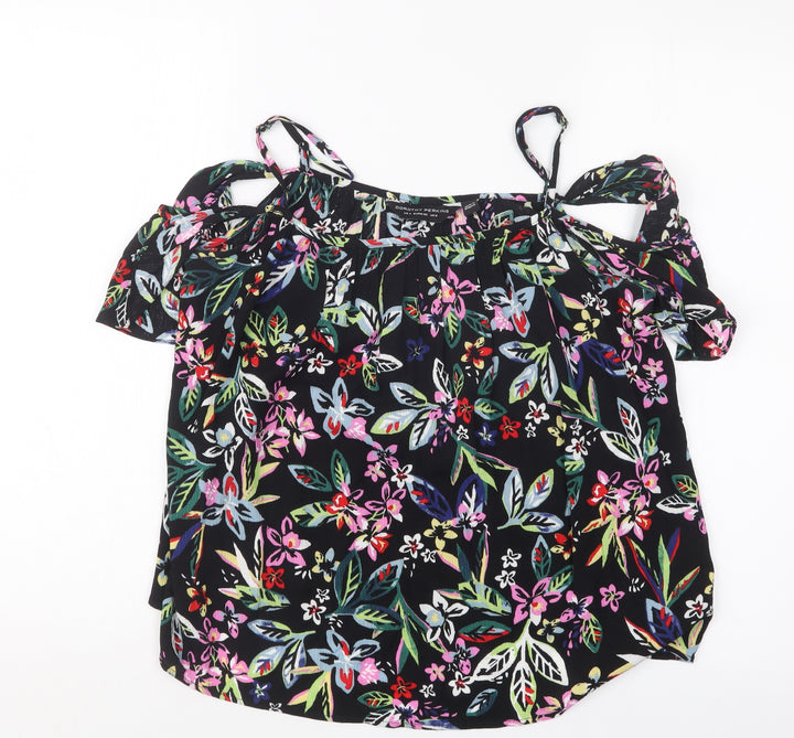 Dorothy Perkins Womens Black Floral  Basic Blouse Size 8