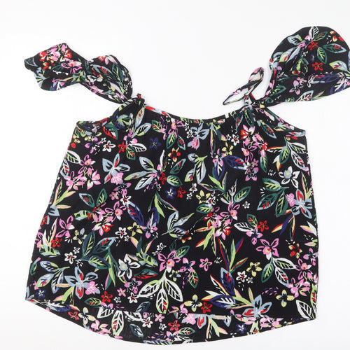 Dorothy Perkins Womens Black Floral  Basic Blouse Size 8