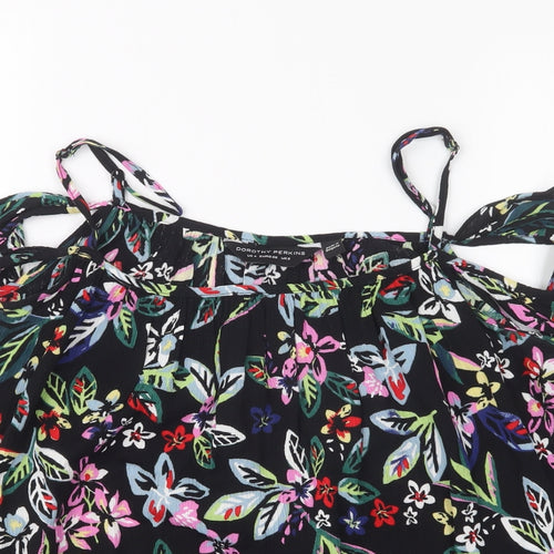Dorothy Perkins Womens Black Floral  Basic Blouse Size 8