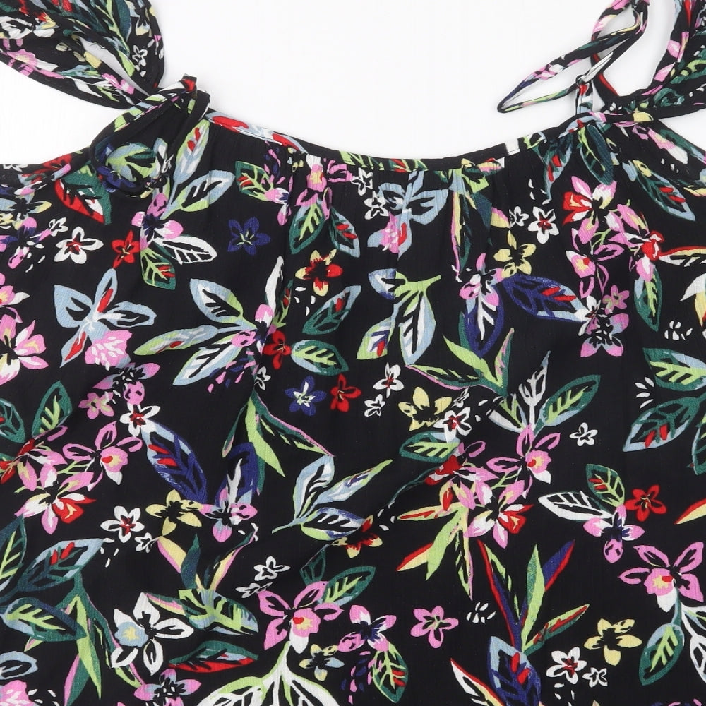 Dorothy Perkins Womens Black Floral  Basic Blouse Size 8