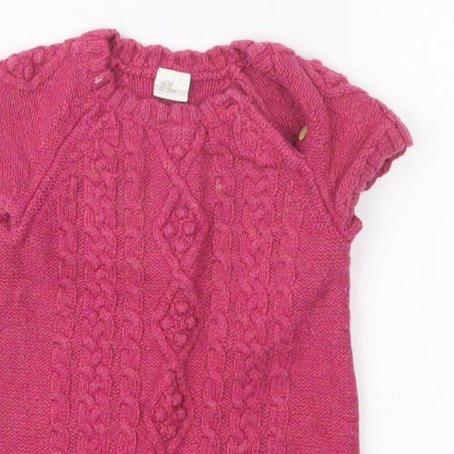 H&M Girls Pink  Knit Pullover Jumper Size 9-12 Months