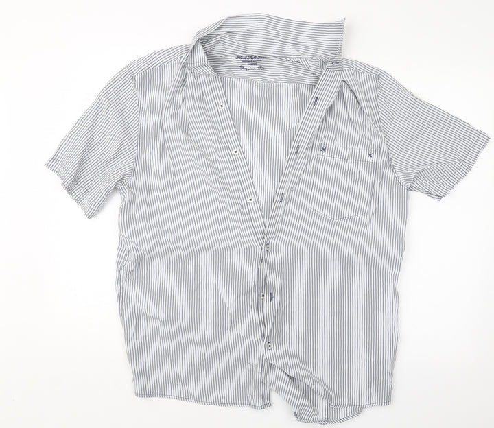 NEXT Mens Blue Striped Button-Up Size L