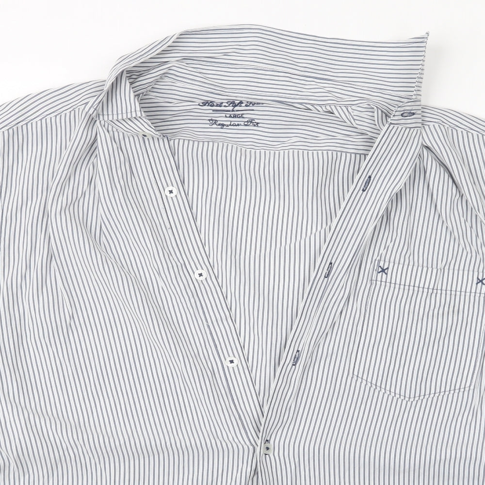 NEXT Mens Blue Striped   Button-Up Size L
