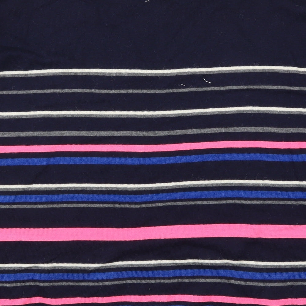 Wallis Womens Blue Striped Knit Pullover Jumper Size L  - Pink